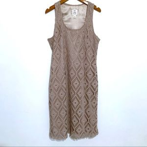 Suzi Chin for Maggy Boutique Tan Dress Sz 10 EUC